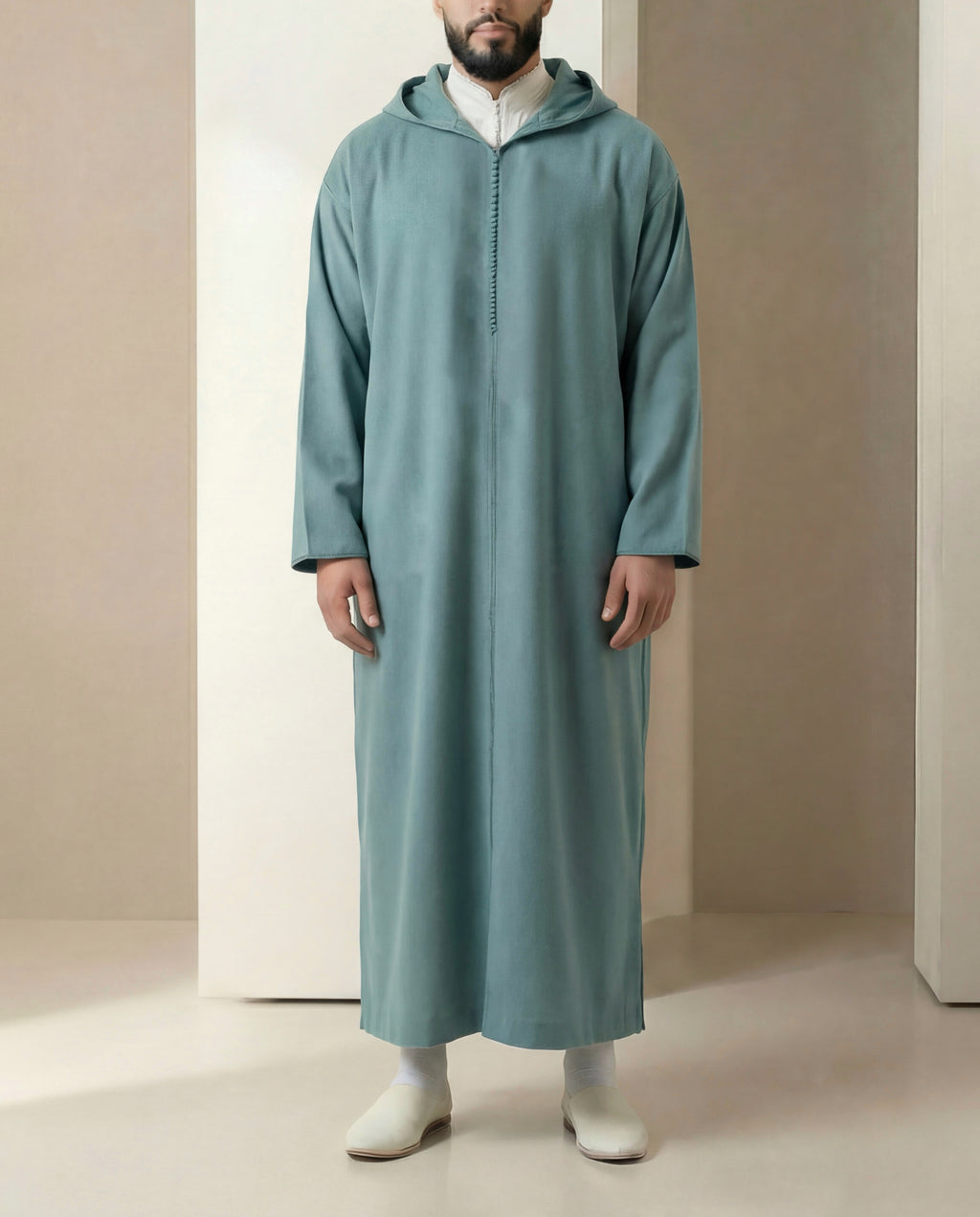Jellaba vert givré Cachemire
