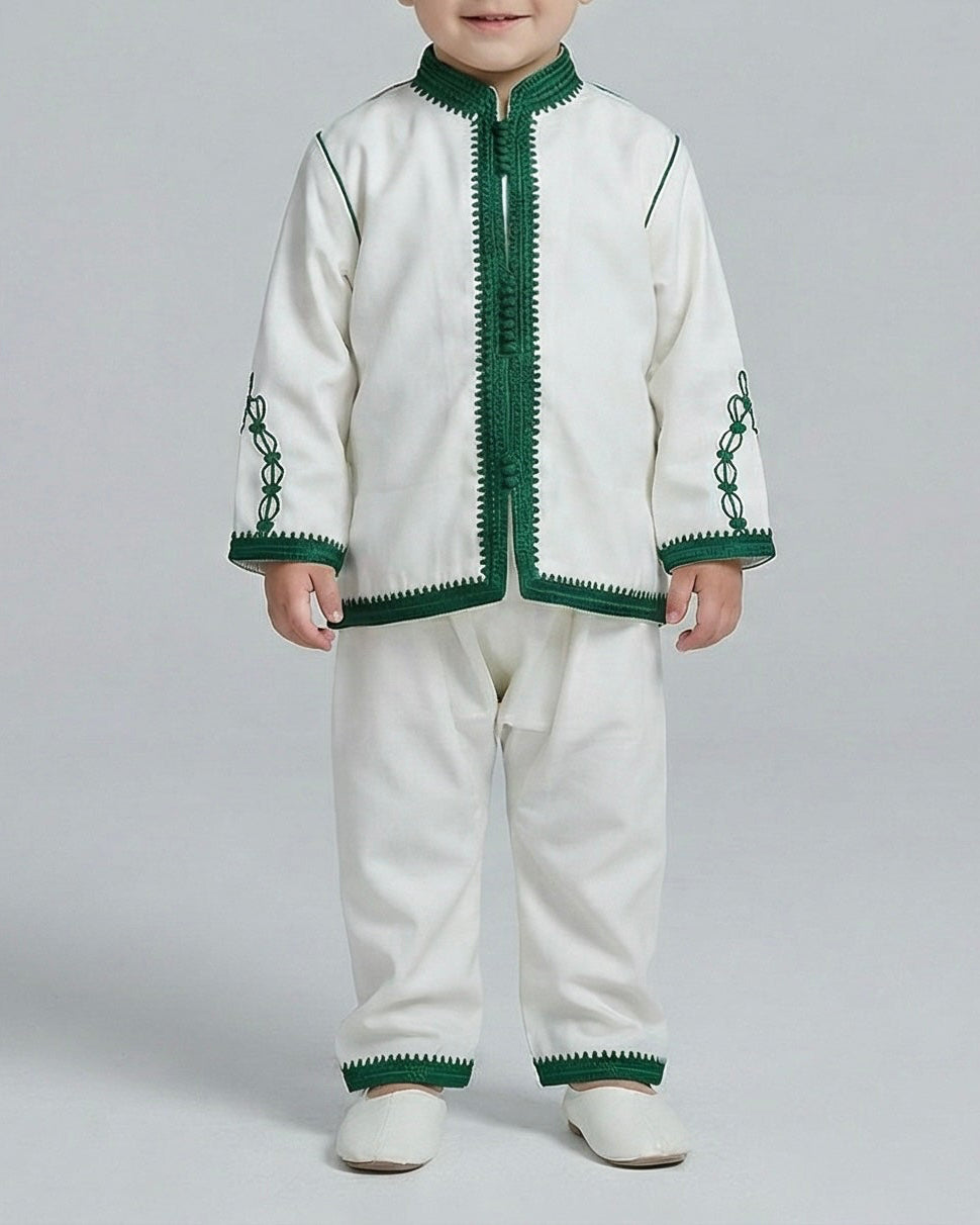 Jabador Enfant Blanc & Vert 2 Pièces Qays