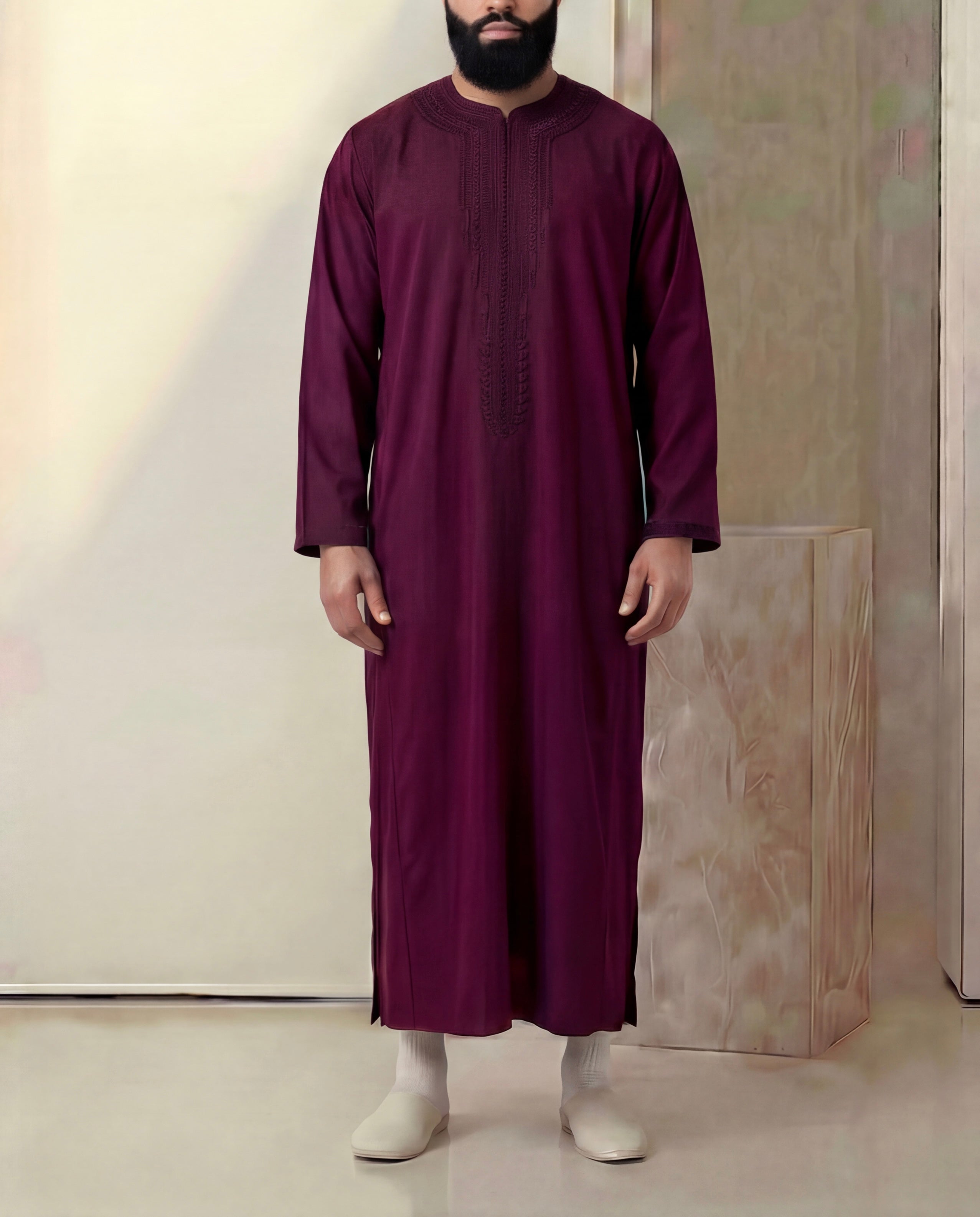 Caftan bordeaux Lin