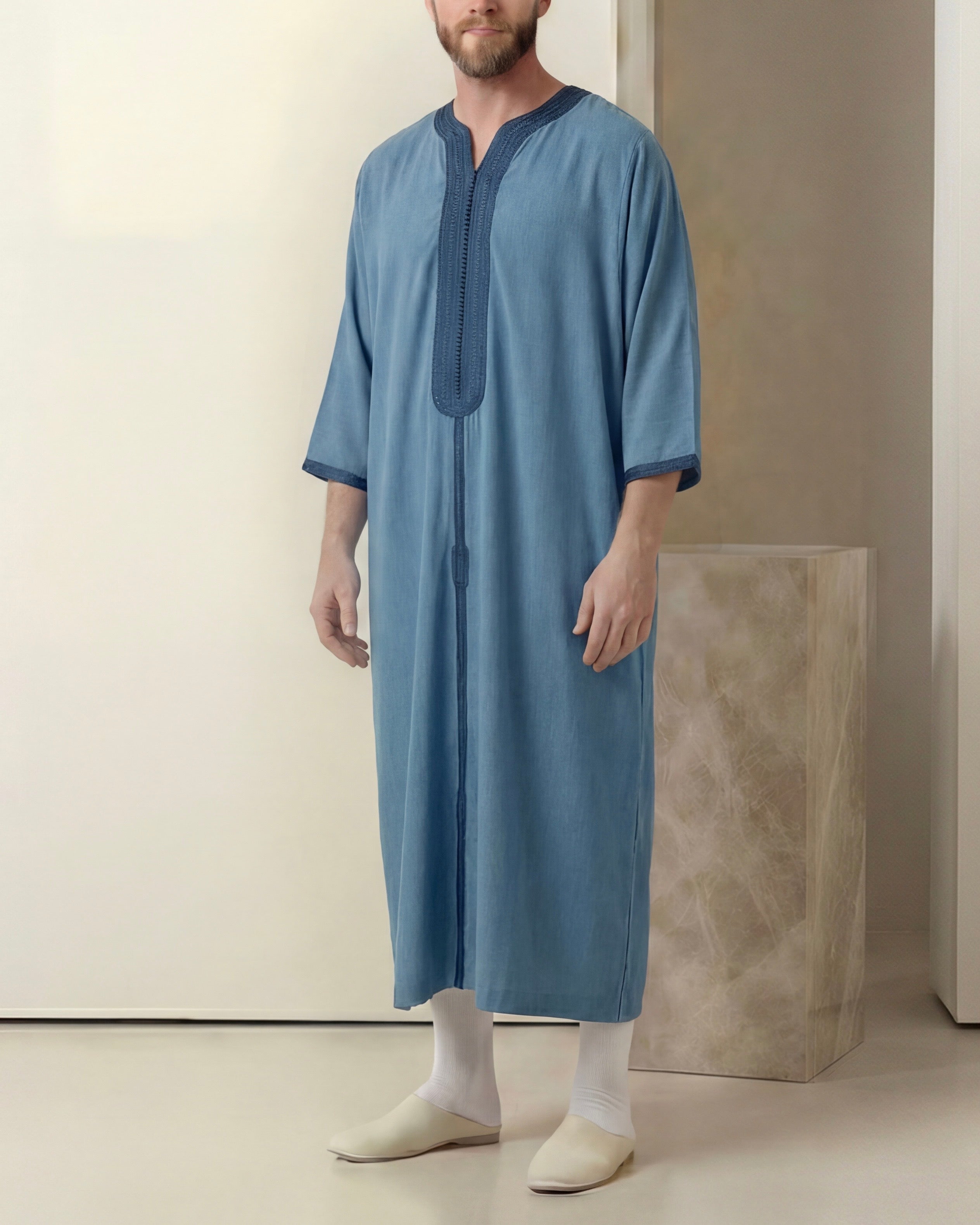 Gandoura bleue claire