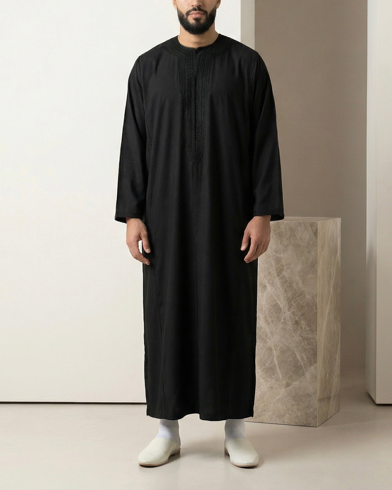 Caftan noir cachemire