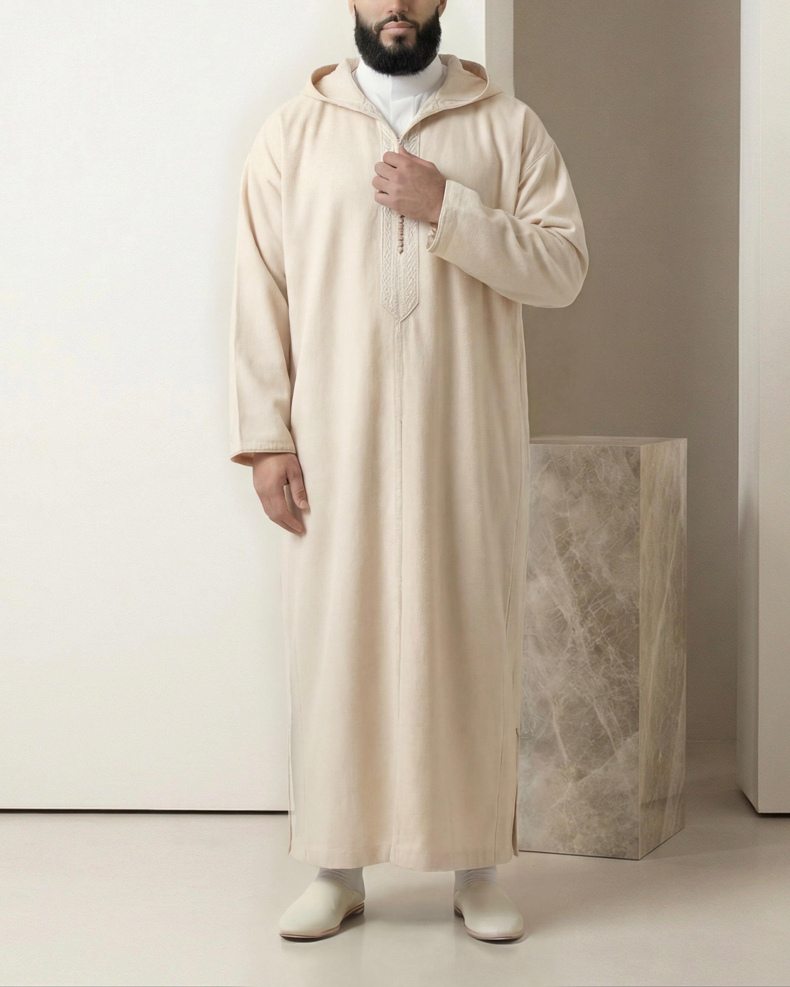 Jellaba blanc crème Laine