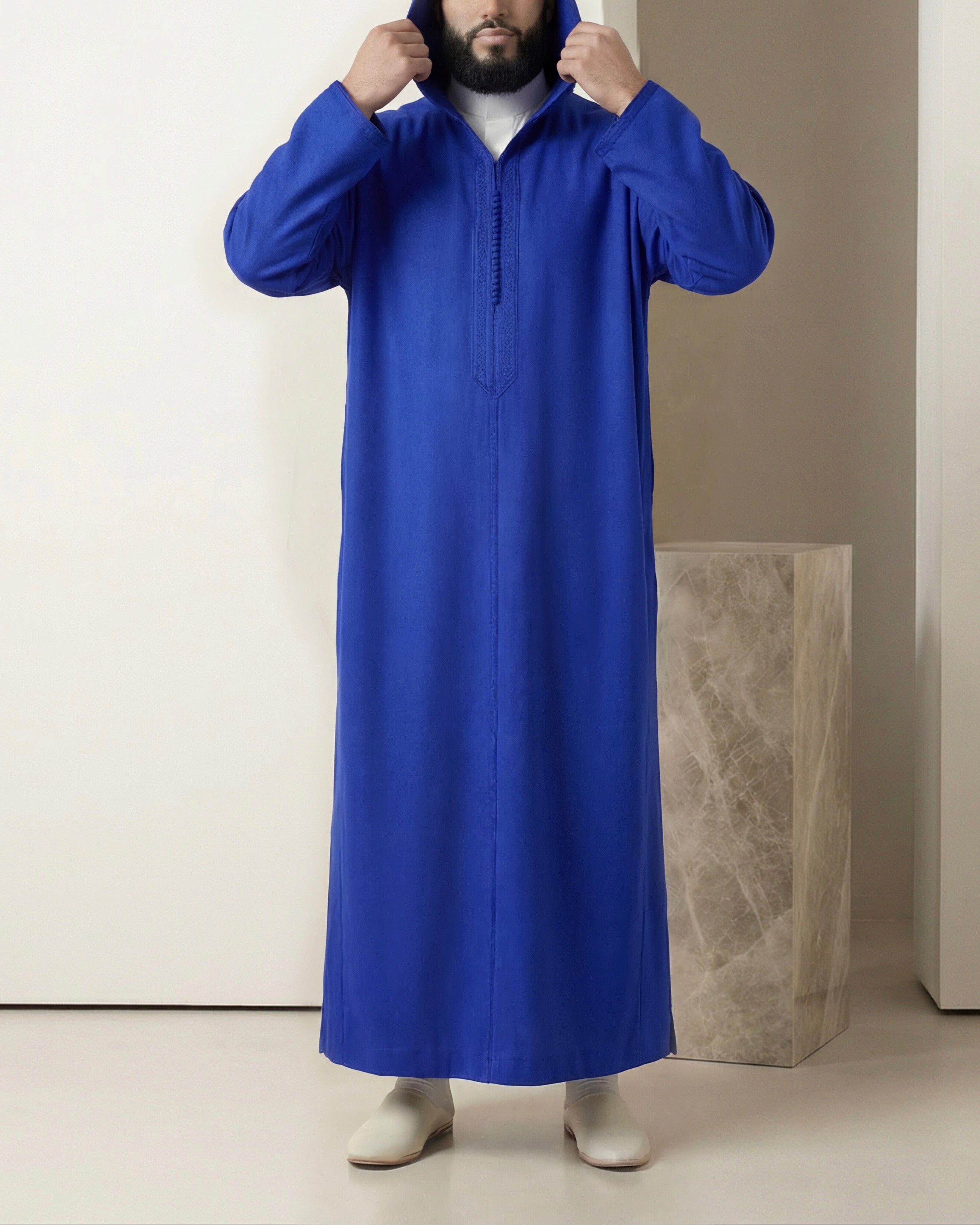 Jellaba bleu roi Cachemire