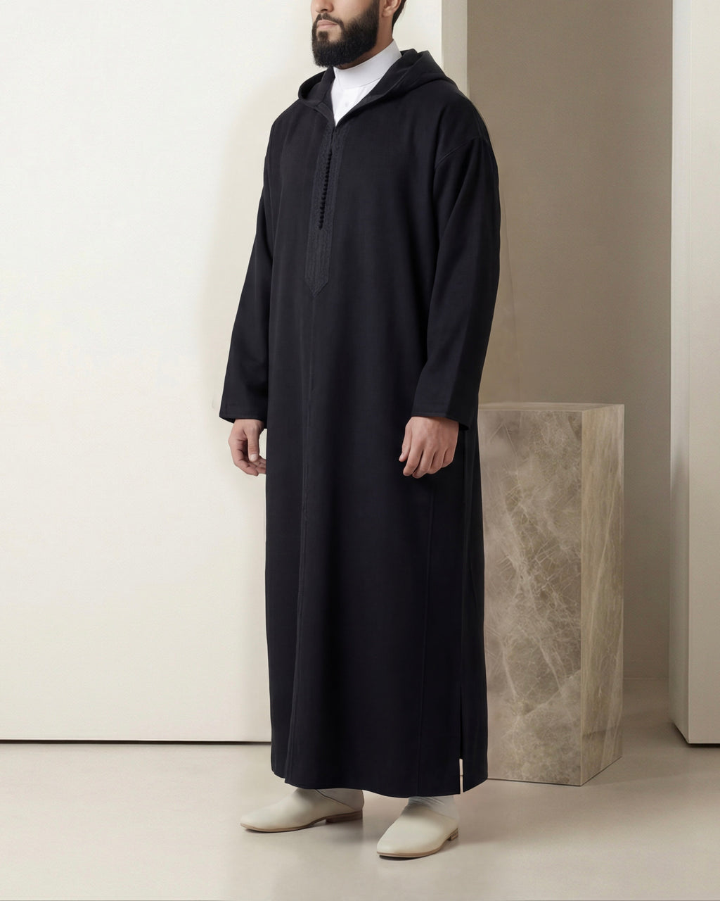 Jellaba noire Cachemire