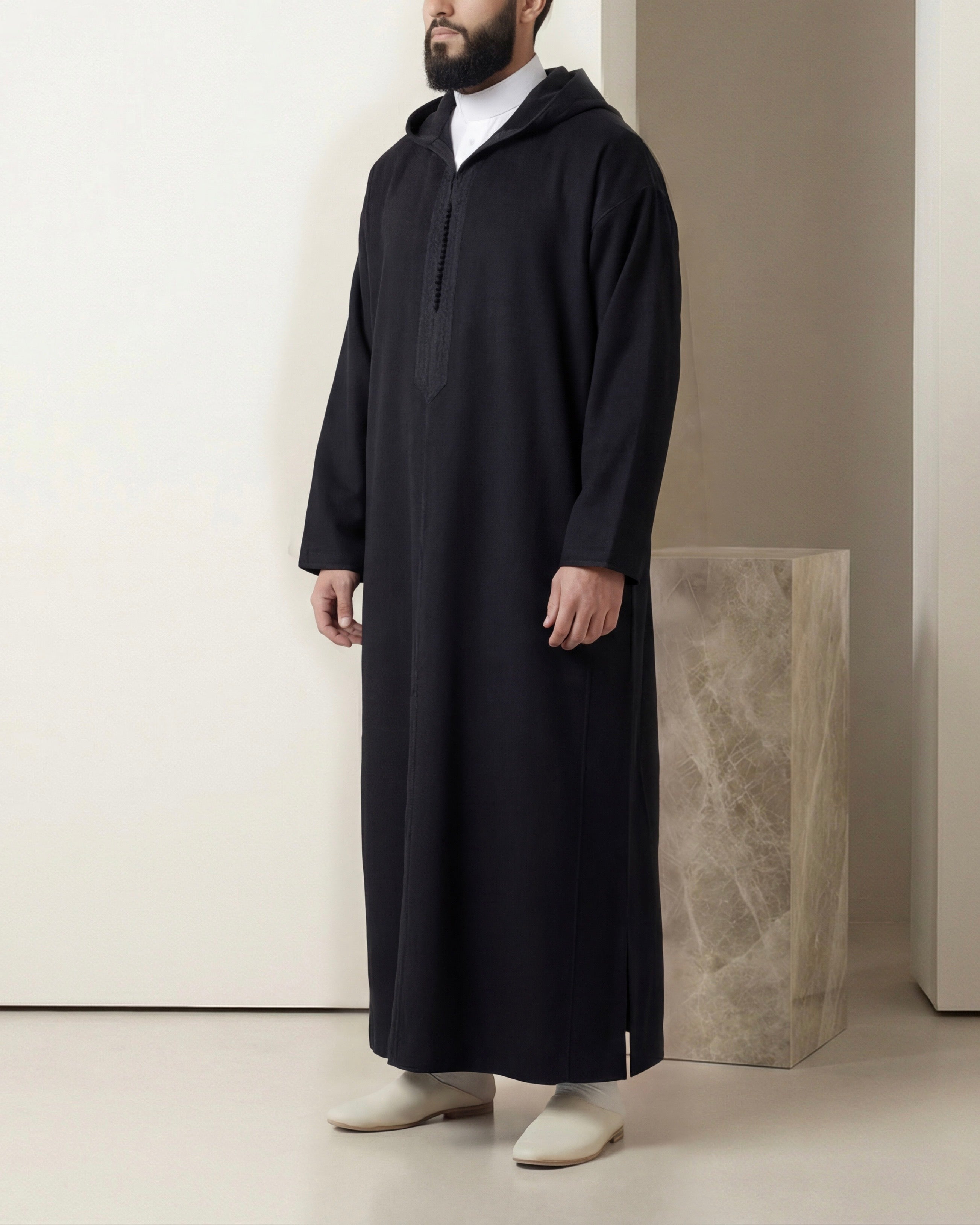 Jellaba noire Cachemire