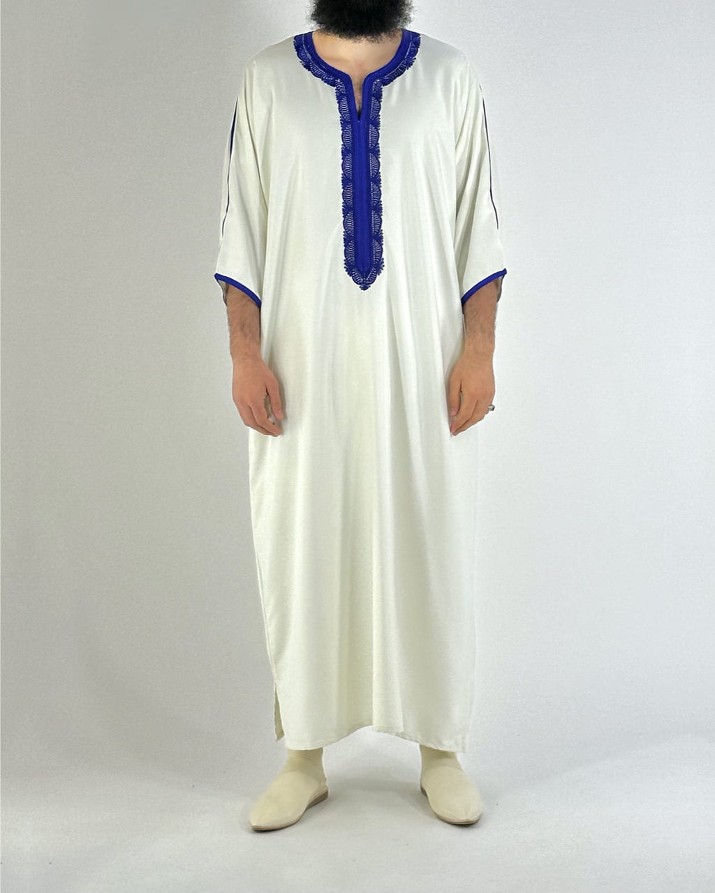 Gandoura Qayim Blanc & Bleu roi