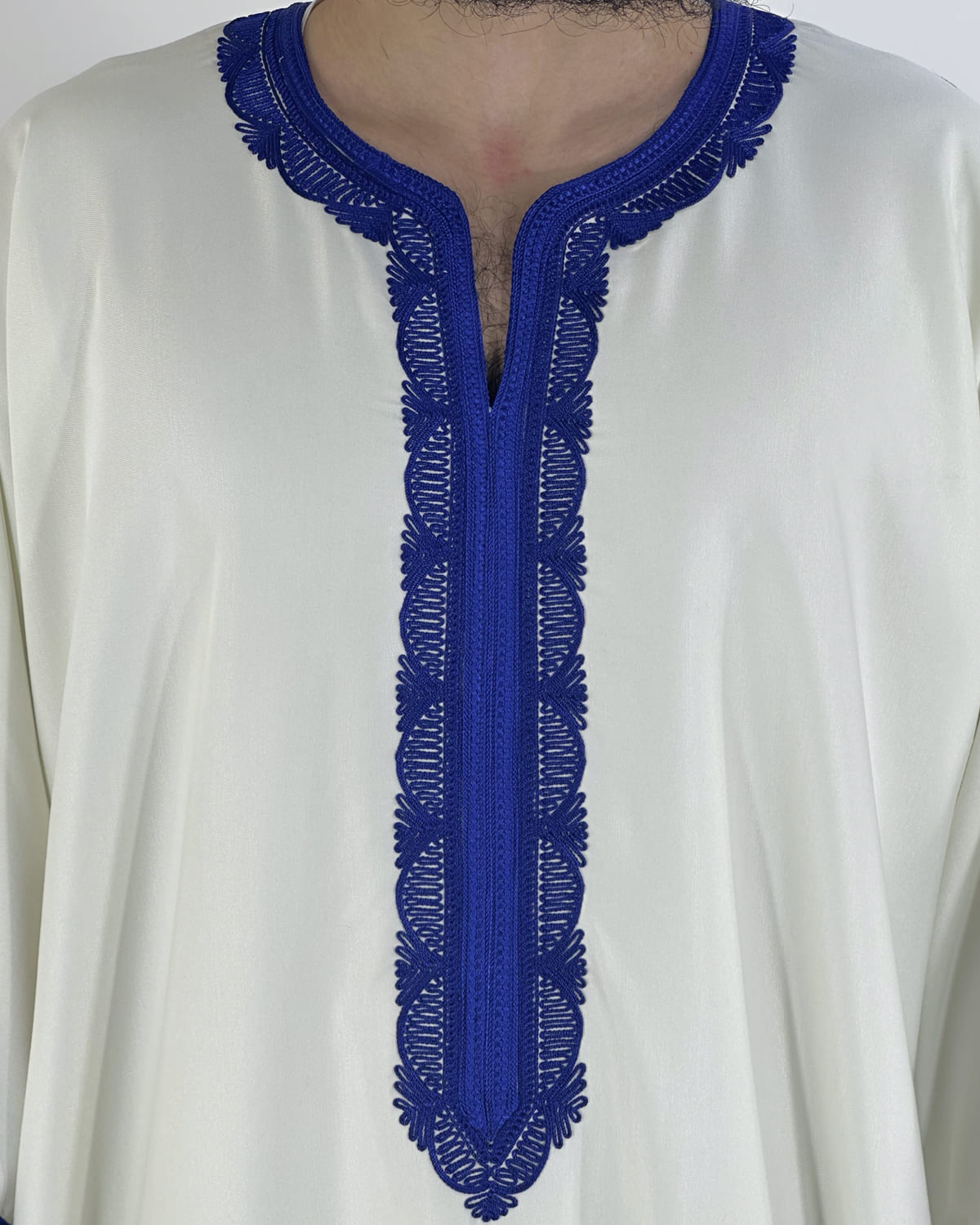 Gandoura Qayim Blanc & Bleu roi