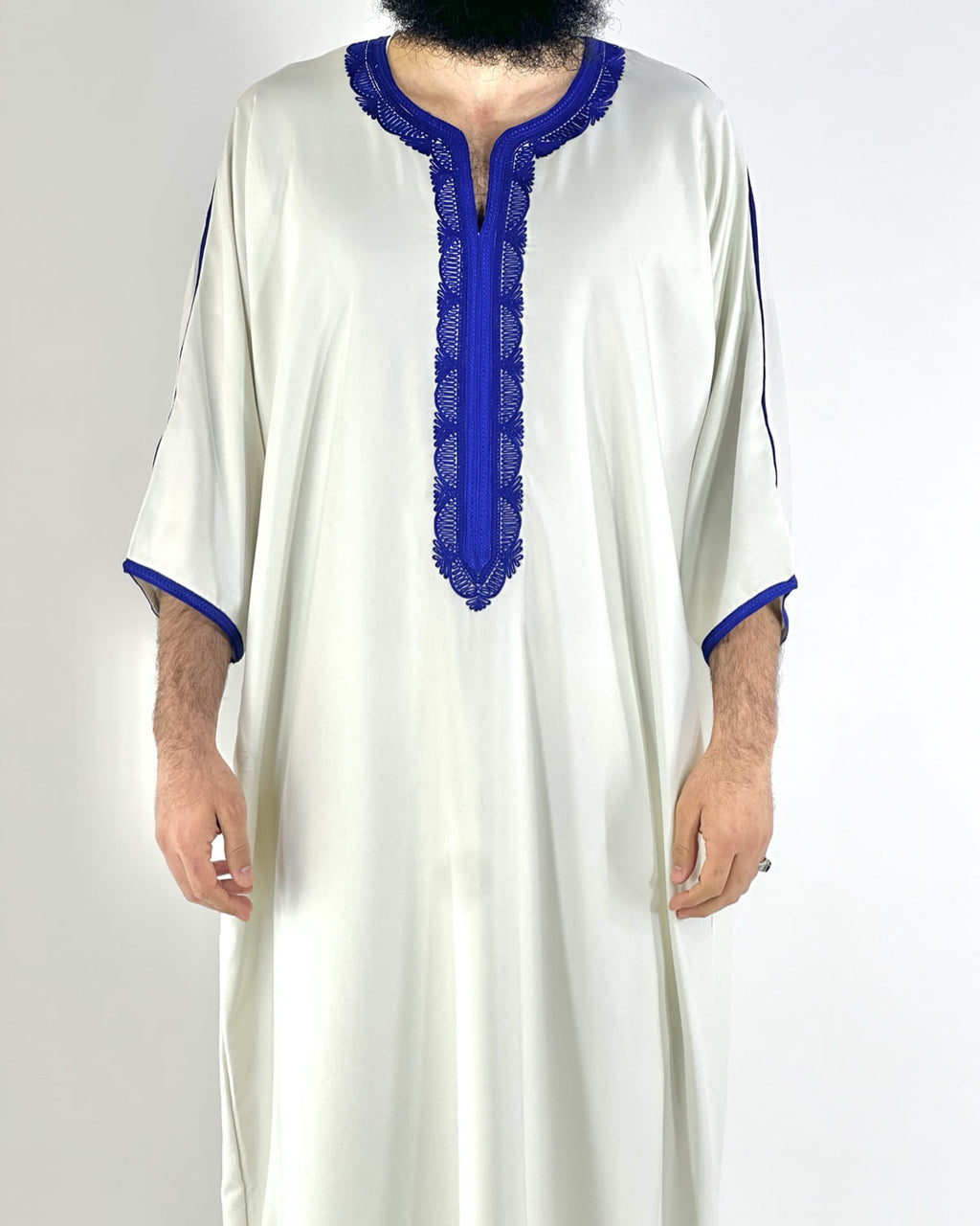 Gandoura Qayim Blanc & Bleu roi