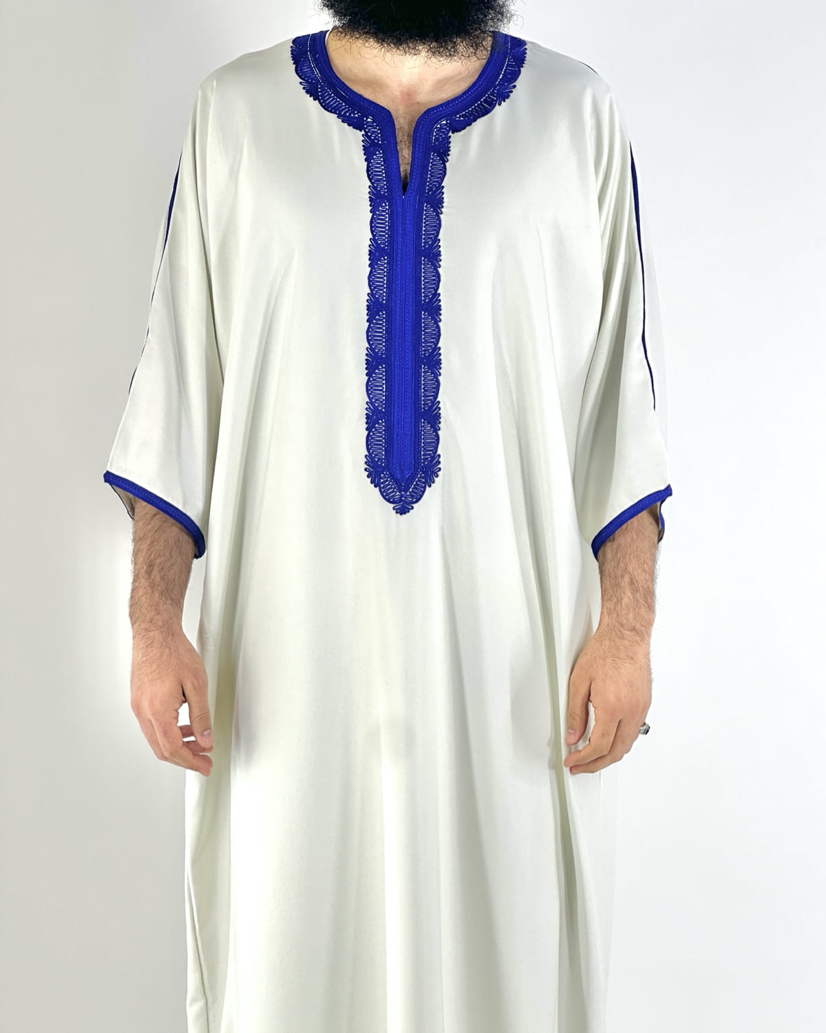 Gandoura Qayim Blanc & Bleu roi