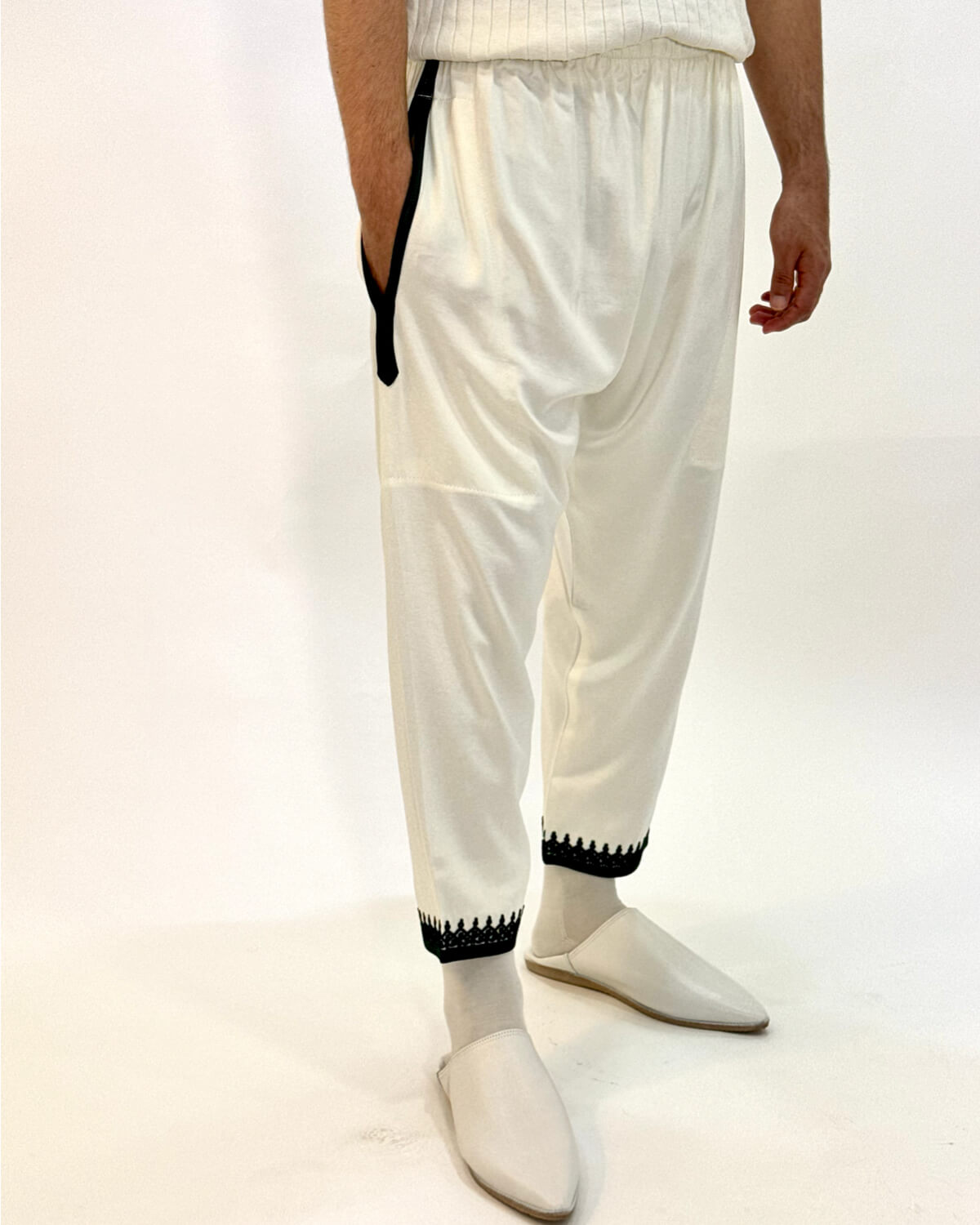 Pantalon Imran blanc et vert